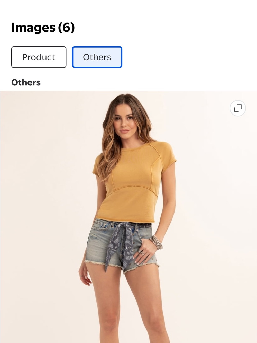 Jessica Simpson Short Sleeve Ribbed Crop Top - Mustard, Size S, NWT